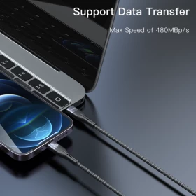 Yesido 20W Aluminum Alloy Nylon Braided Cable | Type C To Lightning Fast Charge Data Cable